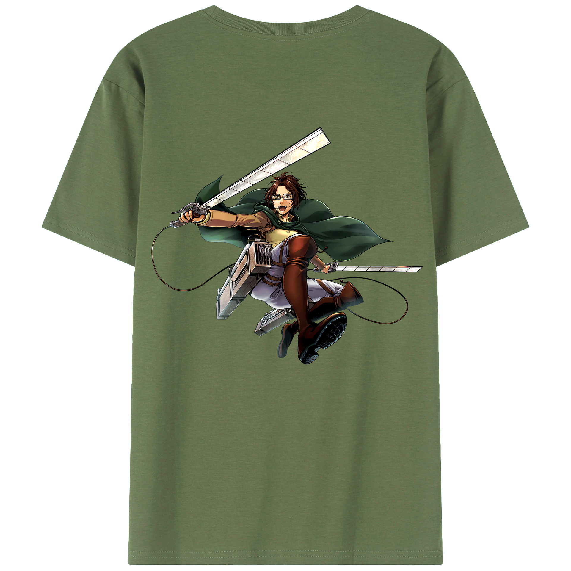 （画像用） 進撃の巨人 ハンジ·ゾエ Attack on Titan Hanji Zoe 綿100％ メンズ半袖Tシャツ（バックプリント） 通気性